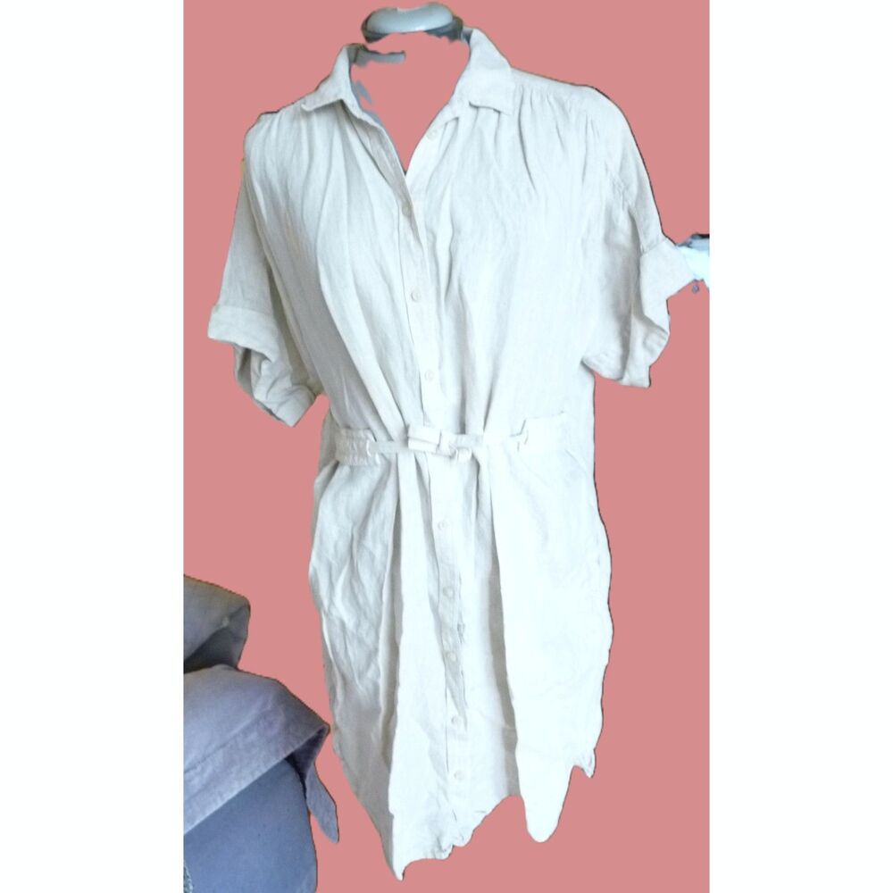 J.Crew Baird McNutt Natural Irish Linen Relaxed Loose Cut ShirtDress ALTERED XXL